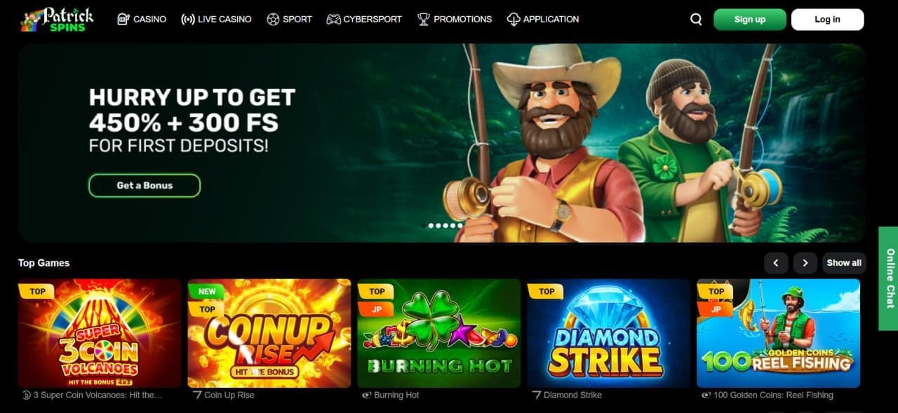 Patrick Spins Casino — Online Slots, Jackpots & Live Dealer Tables