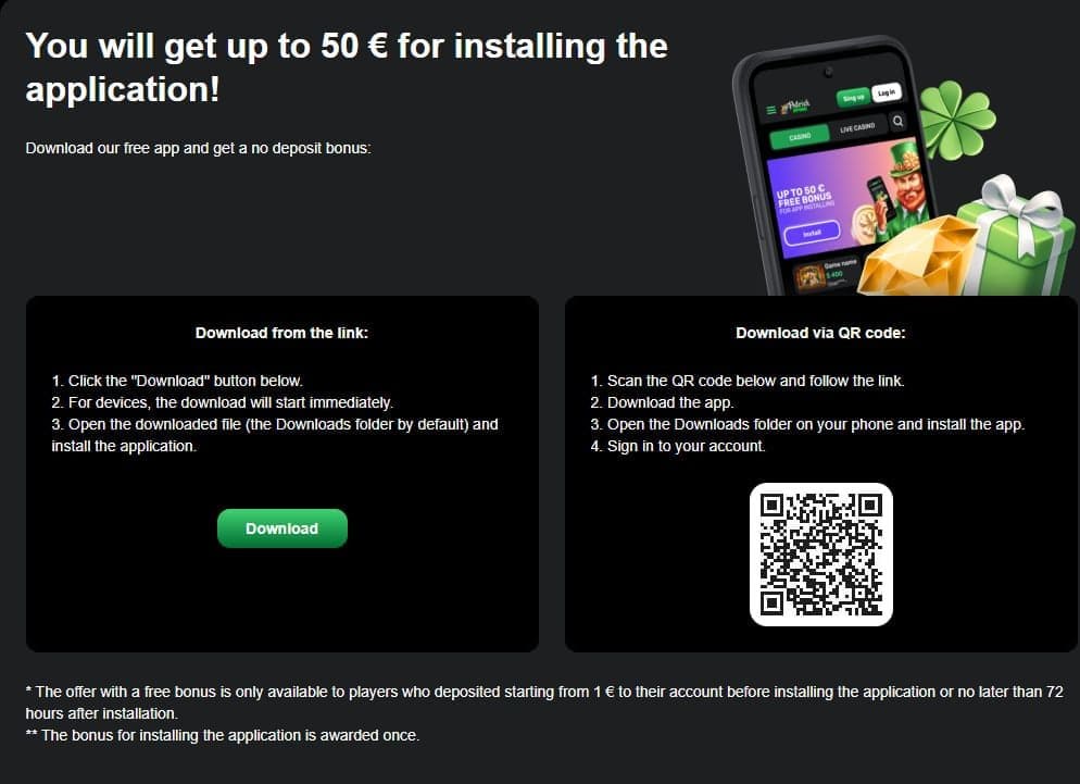 Patrick Spins Casino on Phone — Browser Play Plus APK Warning image 1